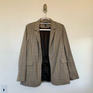 Gray plaid oversized blazer